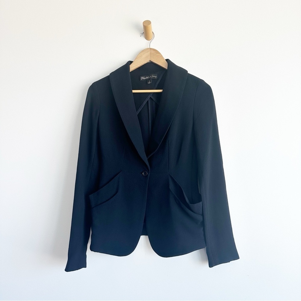 Elizabeth And James Blazer Wool Blend Black One Button